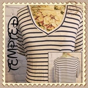 Tempted White and Blue Strip T-shirt